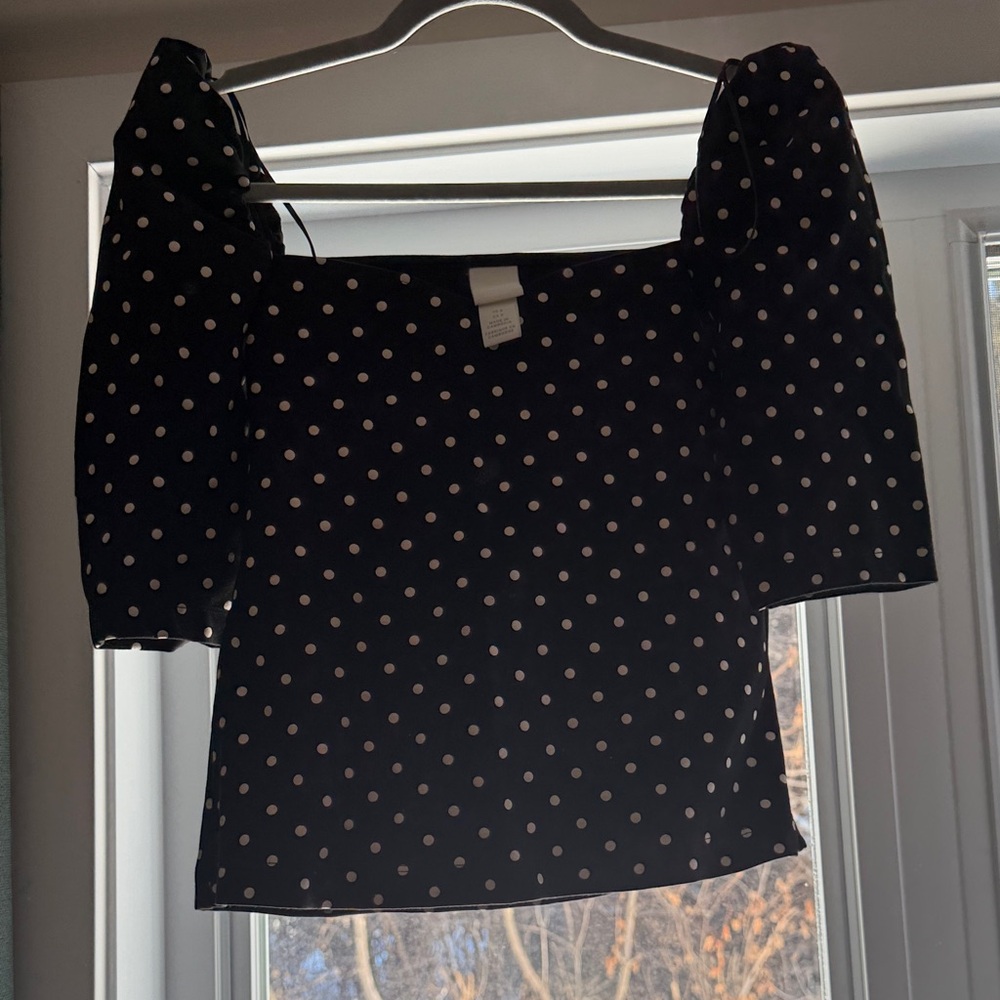 H&M Black and White Polka Dot Blouse